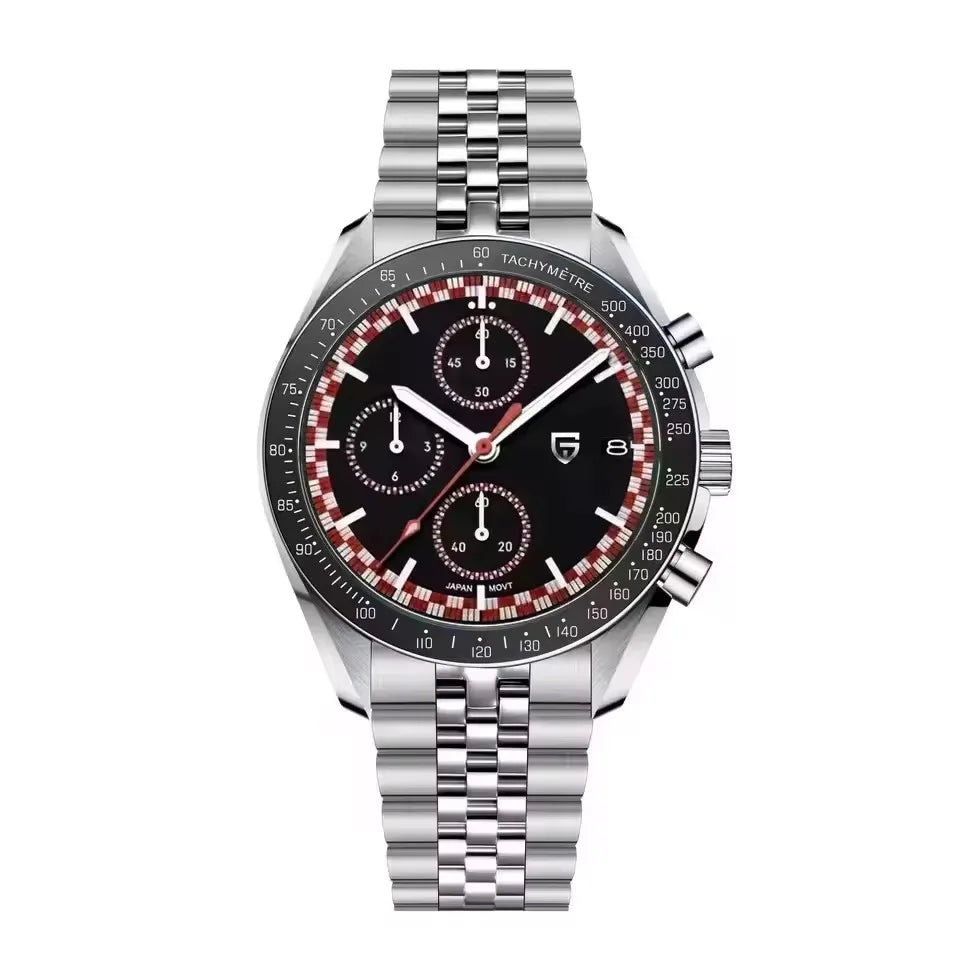 PAGANI DESIGN Brand 500 Speedometer circle Men watch Quartz Waterproof Japan Movt Chronograph Sapphire Luminous Date Steel Watch