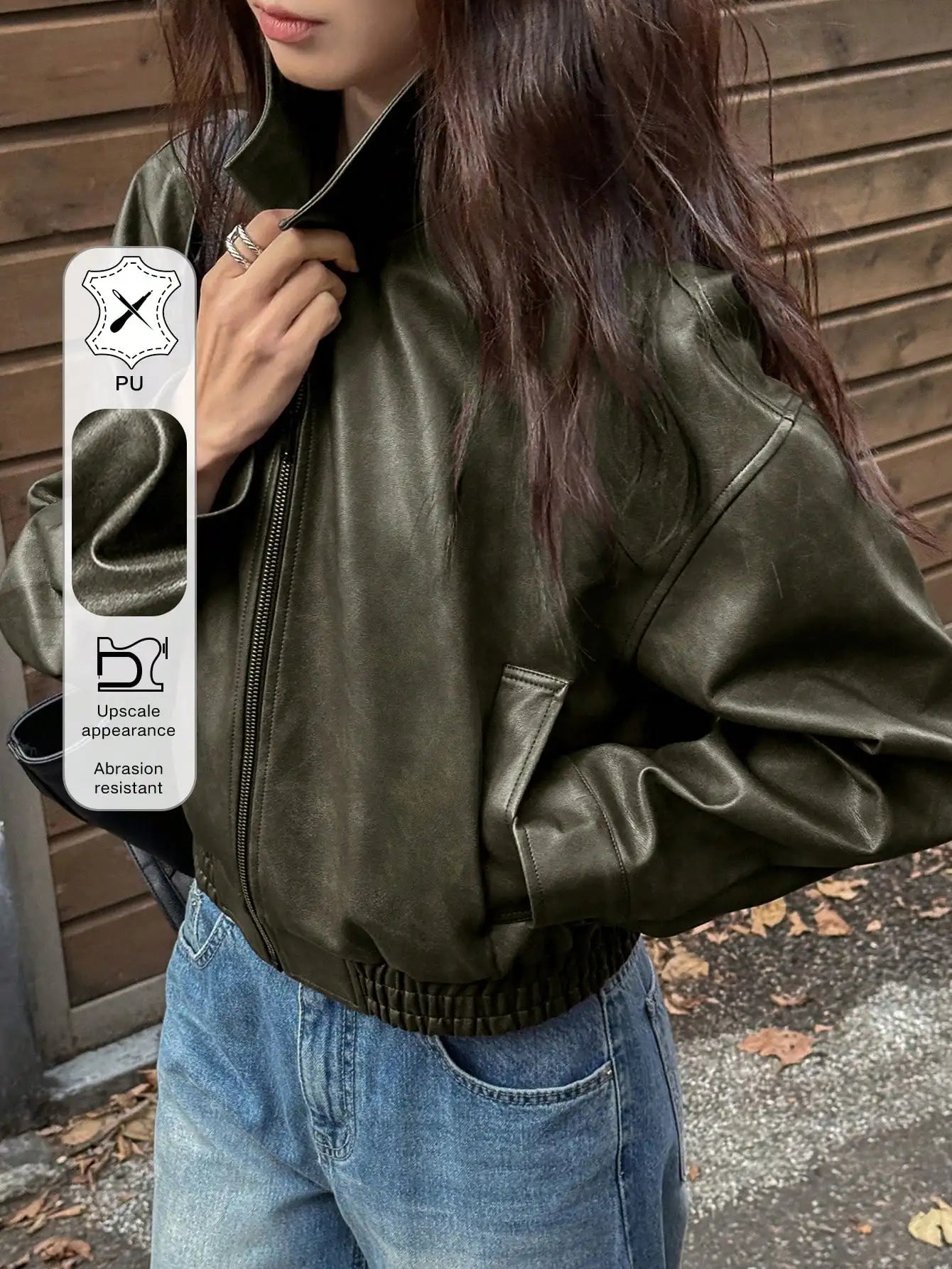 DAZY Spring New Vintage Leather Jacket Short Women Regular Jacket For Valentine's Day,Fall Clothes
