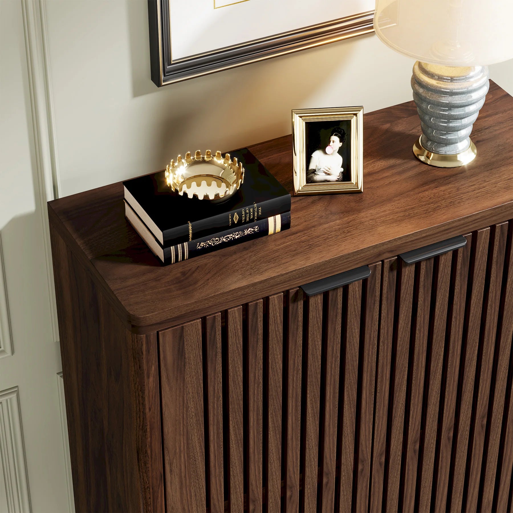 Tribesigns 6-Tier Shoe Cabinet with Louvered Doors, Large Wooden Shoe Storage Cabinet with Adjustable Shelves