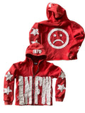 INFW fall jackets for Womens  loose fit Fleece Jacket American Retro Red zip up Hoodie Street Hip-Hop Style Jacket Unisex