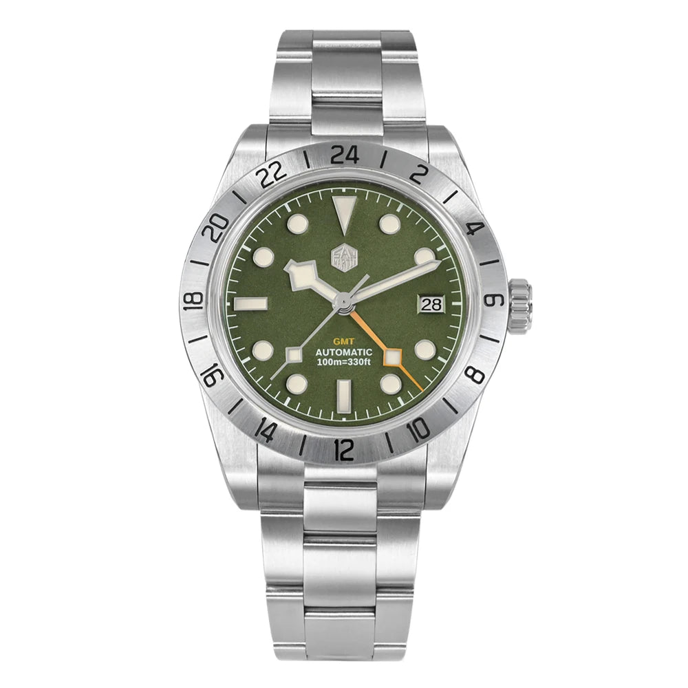 San Martin NH34 39mm BB GMT Luxury Men's Watches Business Dress Watch For Men Automatic Mechanical Sapphire Date Windows BGW9