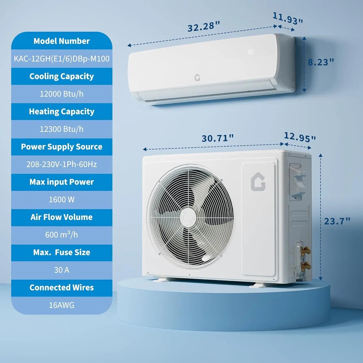 18000 BTU 19 SEER Ductless Mini-Split Air Conditioner and Heat Pump System, 3-in-1 Cooling, Heating,Inverter AC Unit 230V