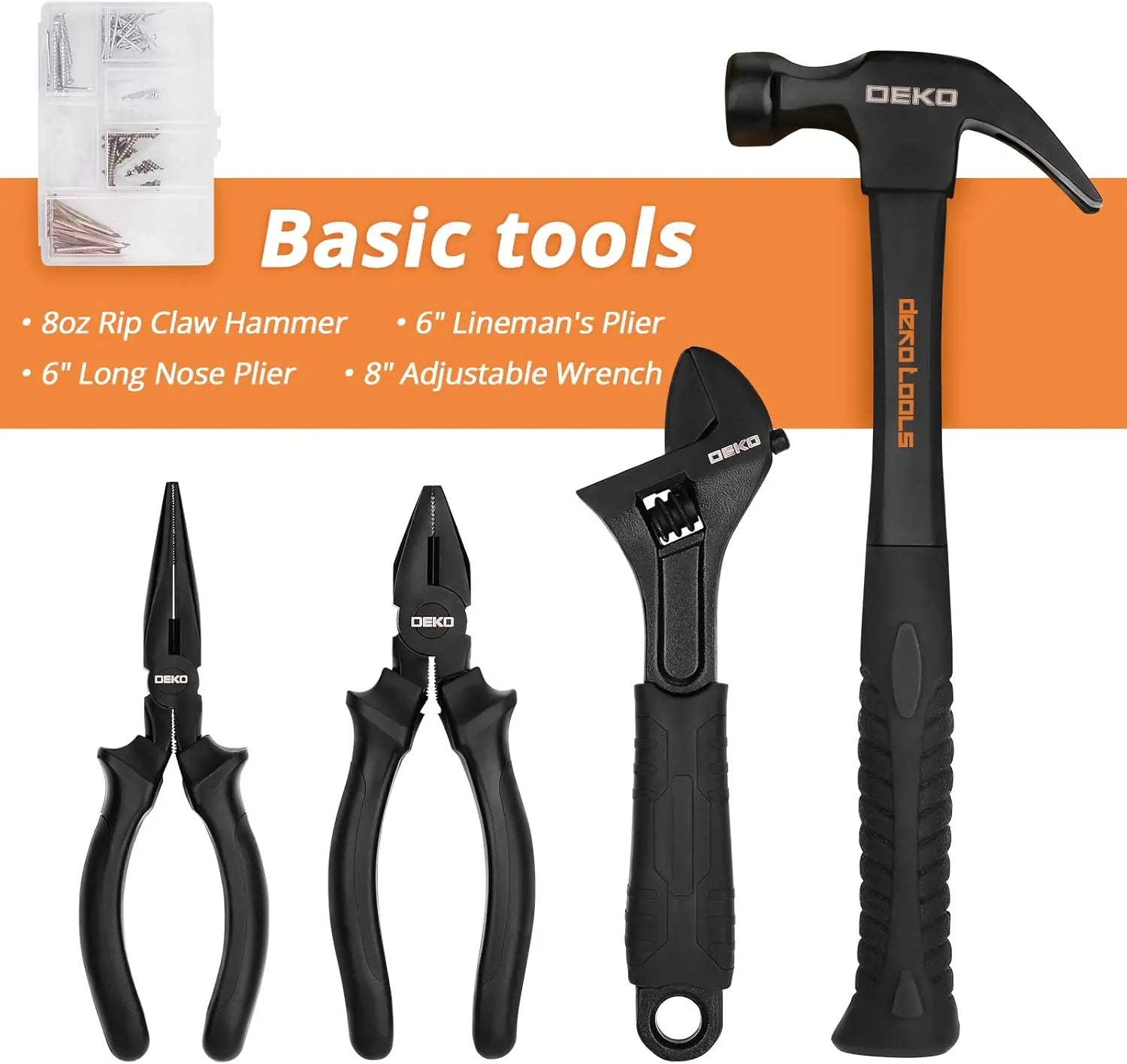 DEKO 218-Piece General Household Hand Tool kit, Professional Auto Repair Tool Set for Homeowner, General Household Hand Tool