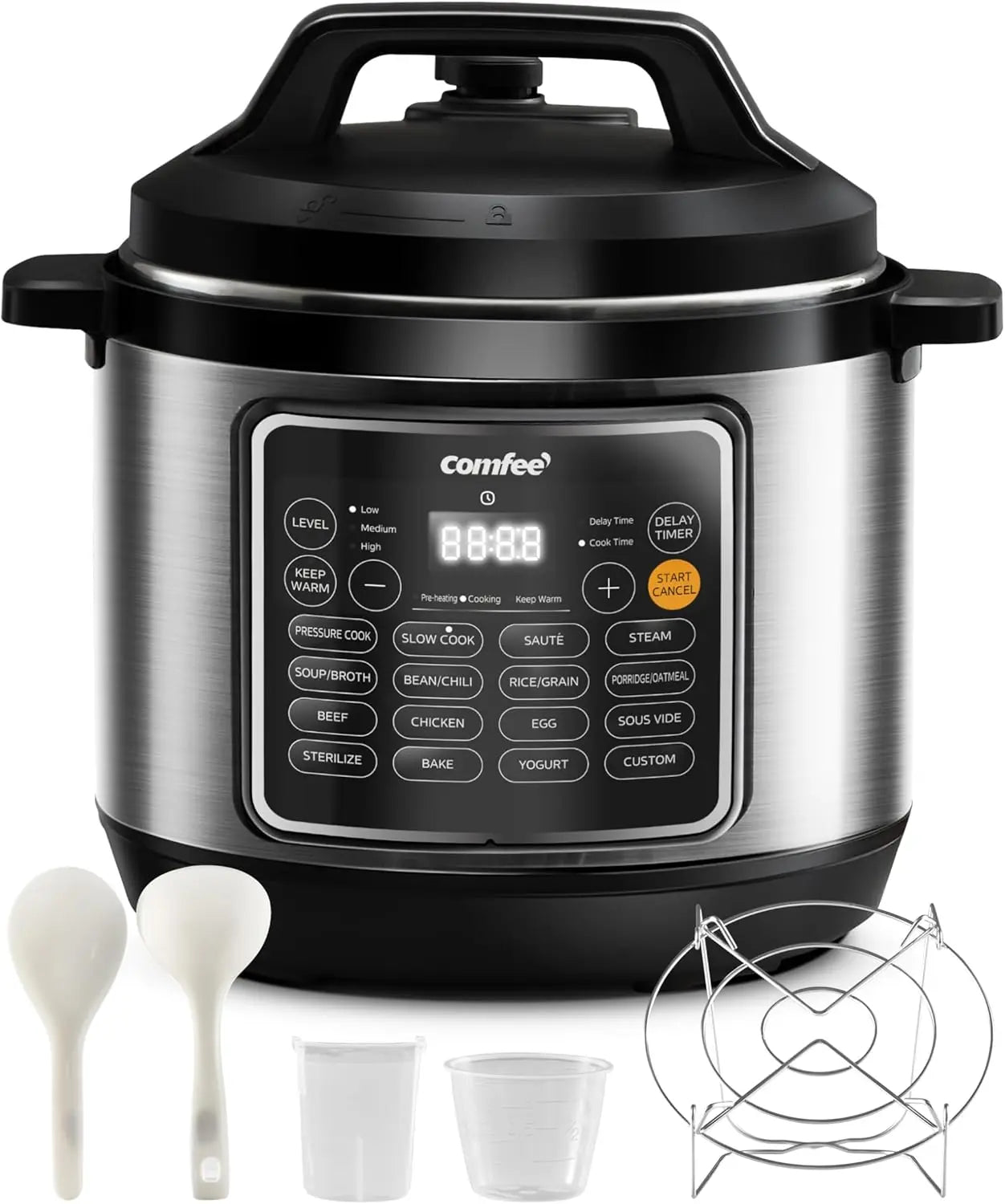 8-Quart Multi-Function Pressure Cooker with Ceramic Pot, 16 Presets for Healthy Meals