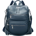 ALTOSY Genuine Leather Backpack Purse for Women Large Shoulder Bag With Laptop Compartment Multiple Pockets S106 Indigo Blue