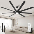 84 Inch Ceiling Fan with Lights and Remote, Black Reversible Modern Indoor/Outdoor Fan, Quiet 8-Blade DC Motor, 6 Speeds, 3CCT D