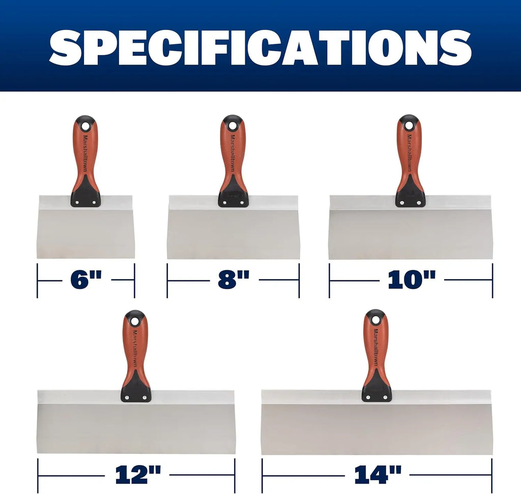 Drywall Taping Knife Set, 5-Piece Kit, 6-14 Inch Stainless Steel Blades, Made in the USA, DTKTP2