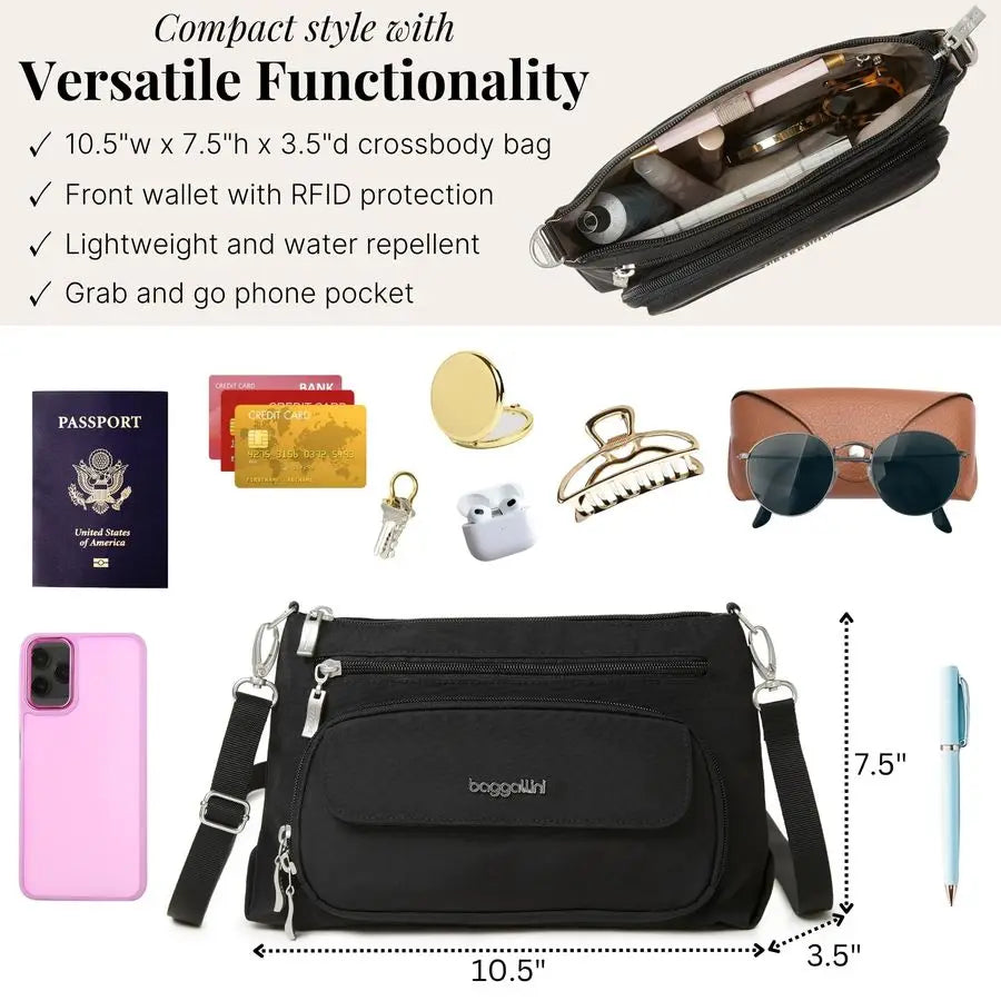 Original Everyday 11x 7.5 Crossbody Bags for Women Rfid Protected Lightweight Nylon Zippered Travel Purse