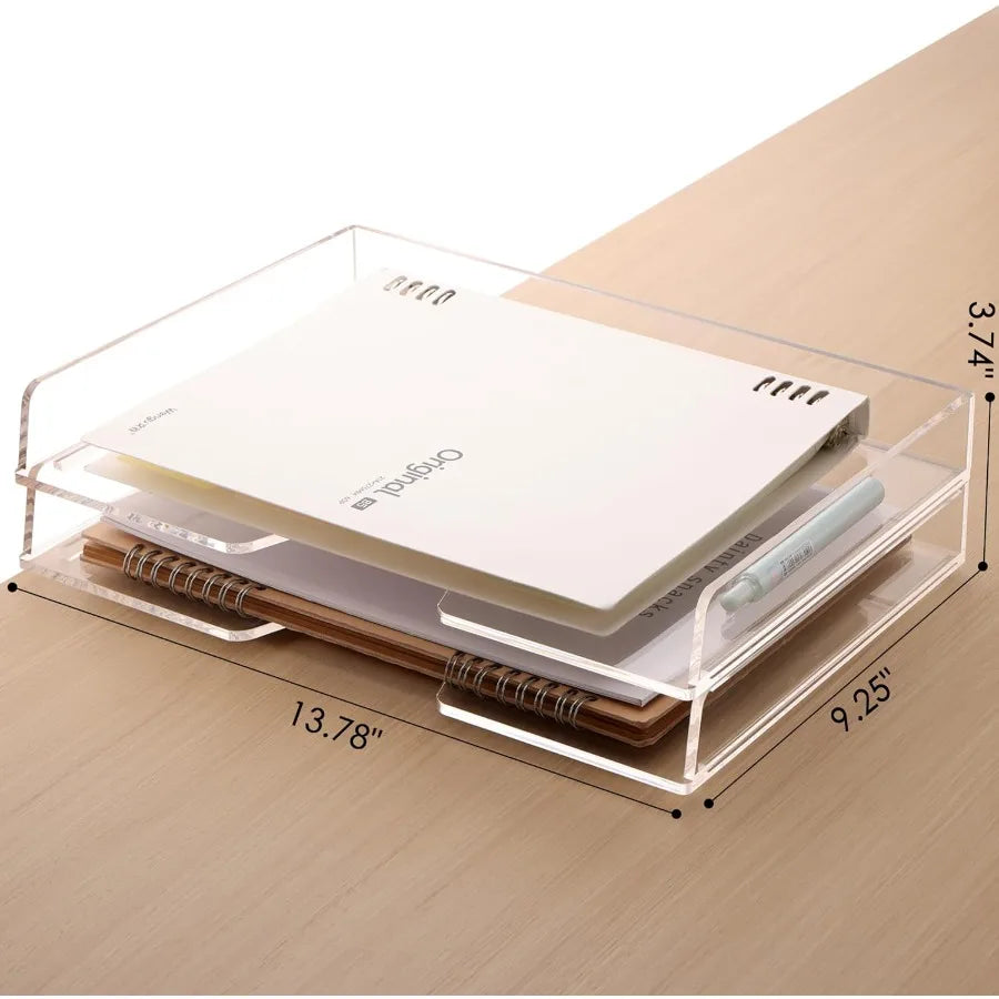 Stackable Paper Tray Acrylic File Organizer for Desk Clear Office Desk Organization Solution with 2 Tier Design Ideal for Offic