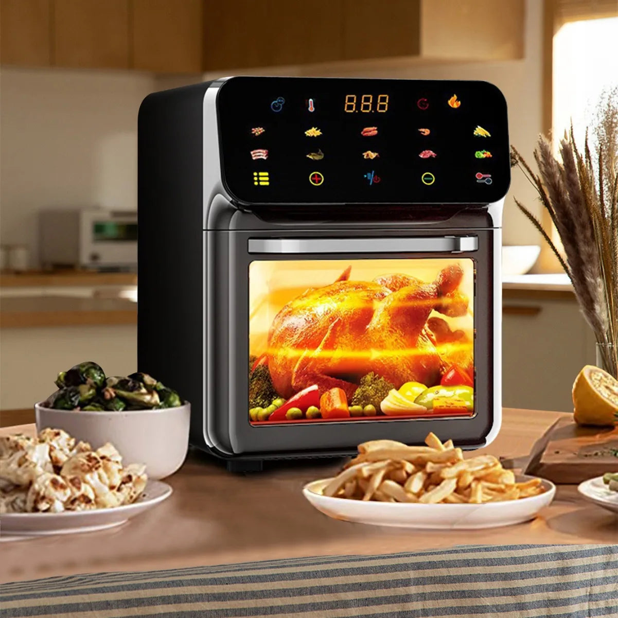 Air fry household multifunctional large-capacity electric oven touch-screen visual electric fryer