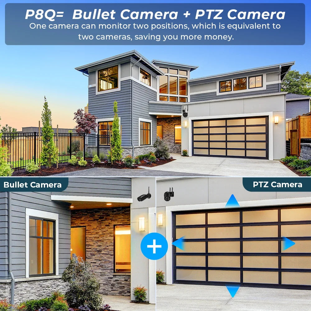 Security Protection Waterproof Security Video CCTV  Surveillance Camera 8MP 4K Wifi IP Camera Dual Lens  IP Camera ICSEE APP VMS
