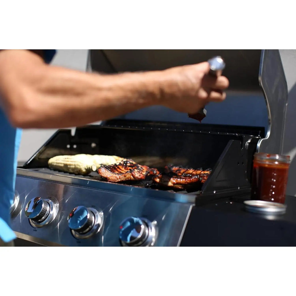 4-Burner Gas Grill, 44,000 BTU Stainless Steel Full Size Propane Grill with Cast Iron Grates, Outdoor Barbecu with Large  Space