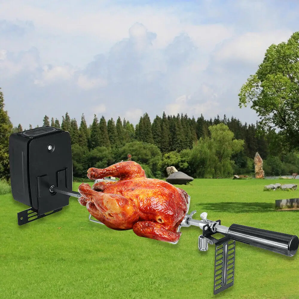 Electric Rotating BBQ Grill 360° Auto Turn Spit Roaster for Chicken Meat Shish Kebab Electric Barbecue Rotisserie Oven Grill