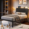 Queen Bed Frame with Ergonomic Storage Headboard,LED Bed Frame with Charging Station, 12" UnderBed Storage,Heavy-Duty,Customized