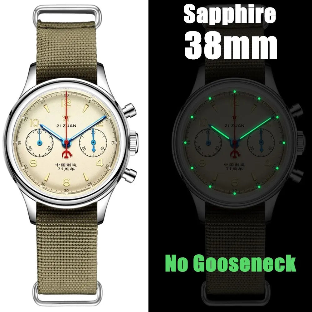 Seakoss 38mm 40mm Men's 1963 Chronograph Acrylic Sapphire Glass With Seagull ST19 Hand Winding Movement Male Mechanical Watches