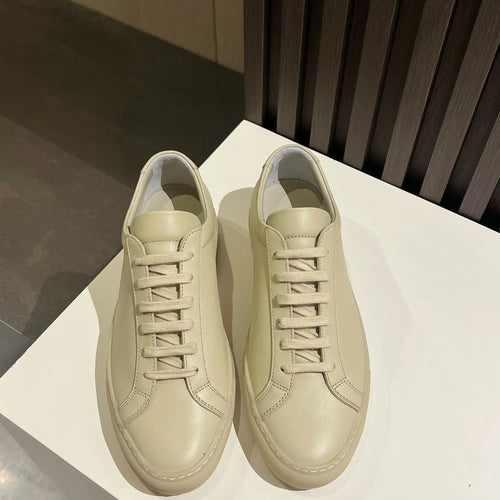 2025 New Genuine Leather Couple White Sneakers Flat Casual Shoes Versatile Commuting Year-Round Unisex Footwear