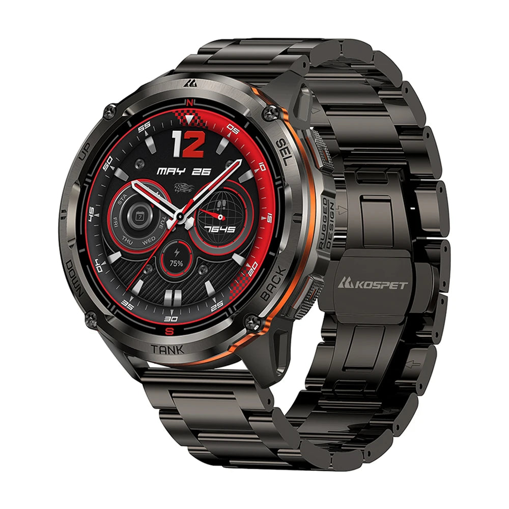 KOSPET TANK T3 Ultra 2 GPS Smart Watches Men Compass Altimeter Barometric 5ATM IP69K Waterproof AMOLED Bluetooth Call Mens Watch