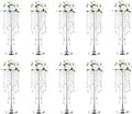 10-Piece Crystal Flower Stands with Gold Vases for Elegant Home, Party, and Wedding Centerpieces