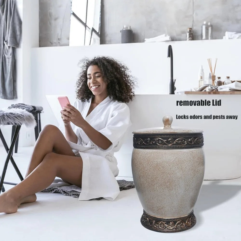 6 Pieces Bathroom Accessories Set Including Trash Can, Cup, Toothbrush Holders, Soap Dishes, Soap Dispenser and Toilet Brush,