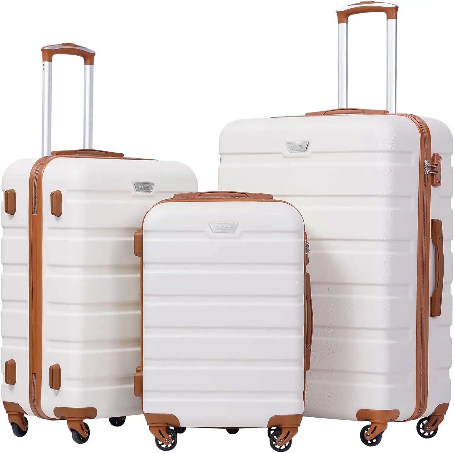Coolife Luggage 3 Piece Set Suitcase Spinner Hardshell Lightweight TSA Lock (orange)