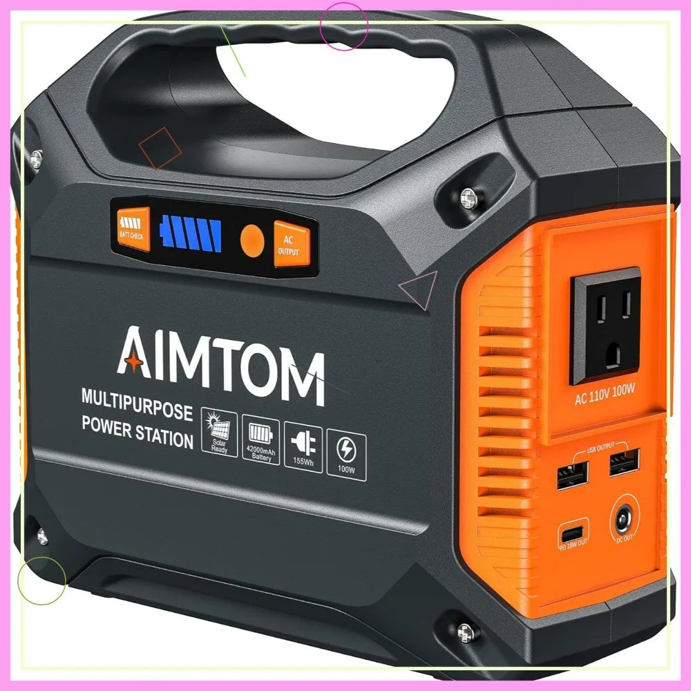 155Wh Portable Power Station with Solar Charging, 42000mAh Backup Battery for Camping, Home, RV & Travel