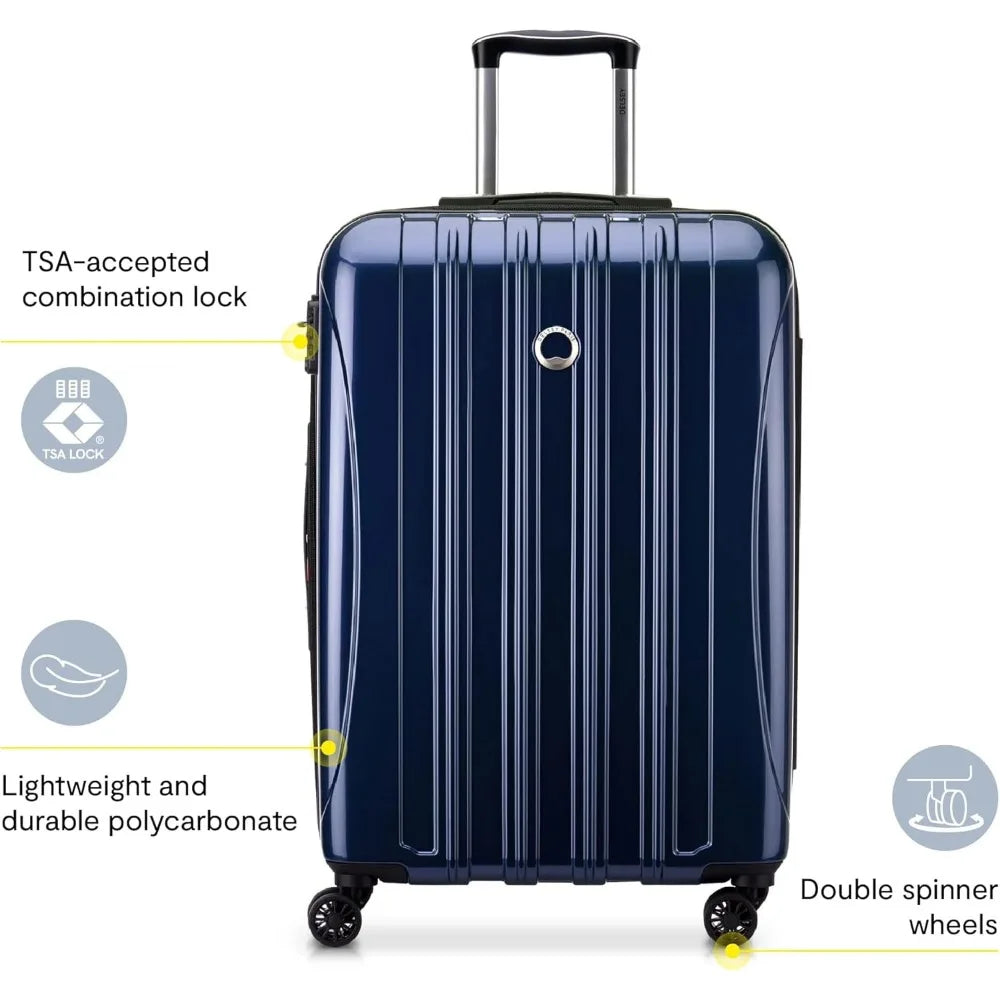 Medium 24 Inch Expandable Luggage with Spinner Wheels in Peony Pink, Hardside Helium Aero Design