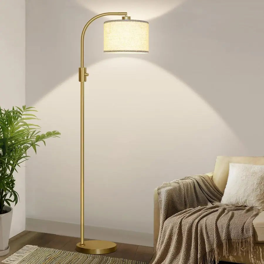 Upgraded Modern Arc Dimmable Tall Standing Floor Lamp with Linen Shade, 1200 Lumens LED Bulb Included, for Living amp Reading Ro