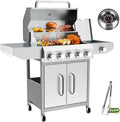 68,000 BTU 5+1 Burner Propane Grill - Stainless Steel BBQ with 647 sq in UPGRADED OIL-DRAIN Plates, Cast Iron Grates, Side Burne