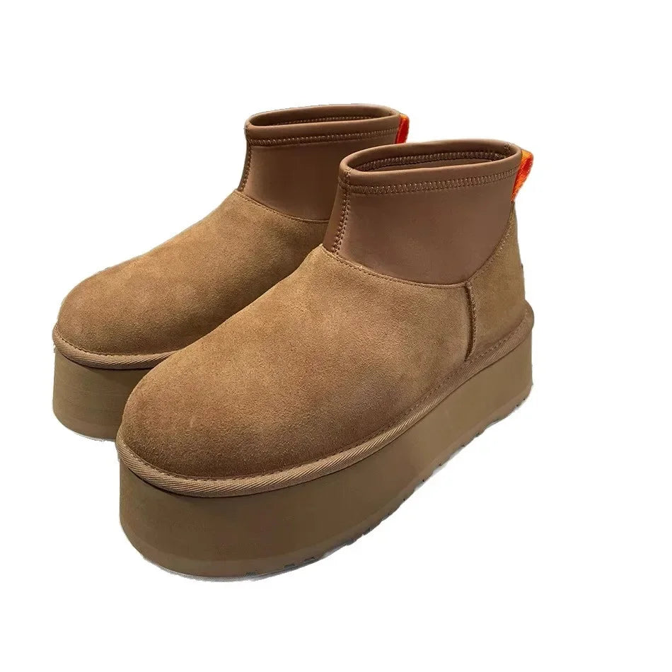 Women's Winter Thick Bottom Snow Boots 2025 New Style Warm Cotton Shoes Short Elastic Slim Booties with Fleece Inner