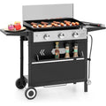 27 in Flat Top Griddle Grill with Ceramic Coated Cast Iron Pan 3-Burner Propane Gas Griddle Grill 33 000 BTU Output for Outdoor