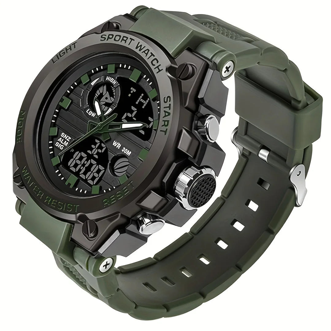 Watches for Men Watch Outdoor LED Stopwatch Digital Electronic Large Dual Display Tough Electronic Clock Wrist Watches for Men
