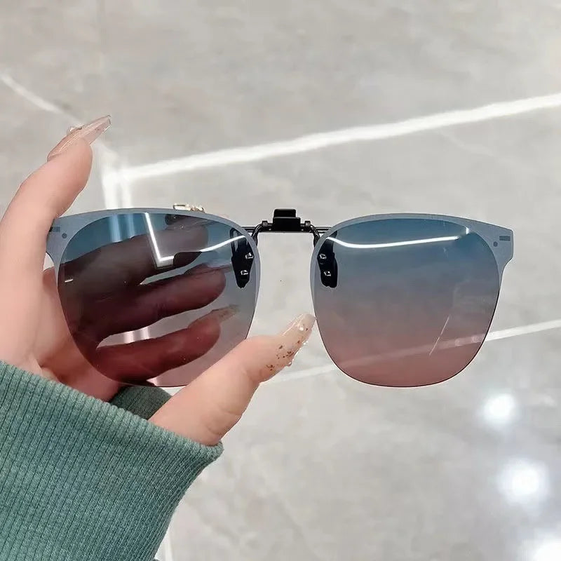 Men Clip On Sunglasse Polarized Flip up Glasses Women Gradient Photochromic Anti UV400 Sunglasses Night Vison Goggles