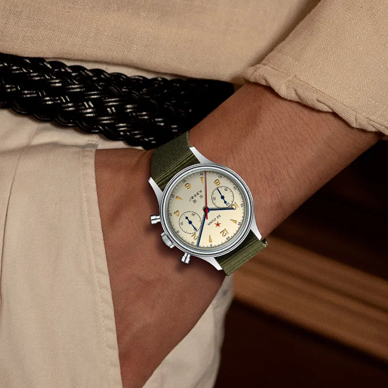 Seagull Aviator 38mm Chronograph seagull 1963 International Edition Mechanical Wristwatch ST1901 Watch  For Men USA Tax Free