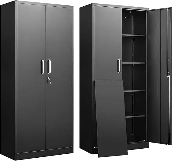 Metal Storage Cabinet with Adjustable Shelves, Garage Storage Cabinets with Doors and Shelves, File Cabinets for Home Office