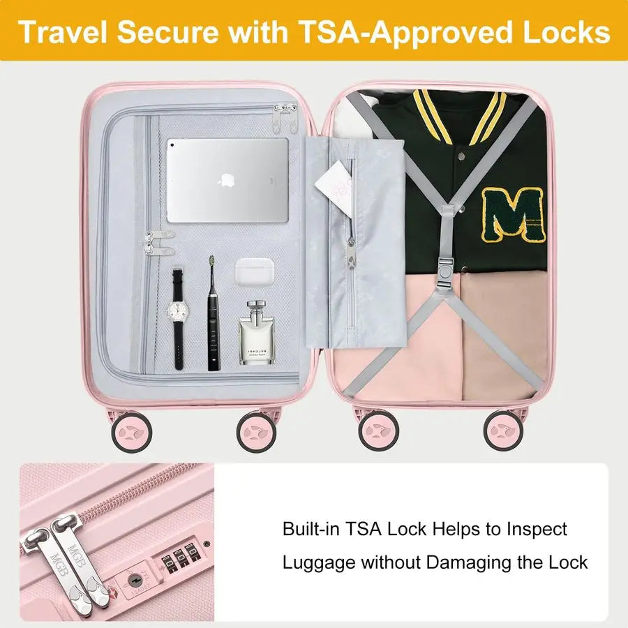 On Luggage with Wheels, 22x14x9 Airline Approved Carryon Luggage, PC Hardside Suitcase, TSA Approved Carryon Lightweight Suitcas