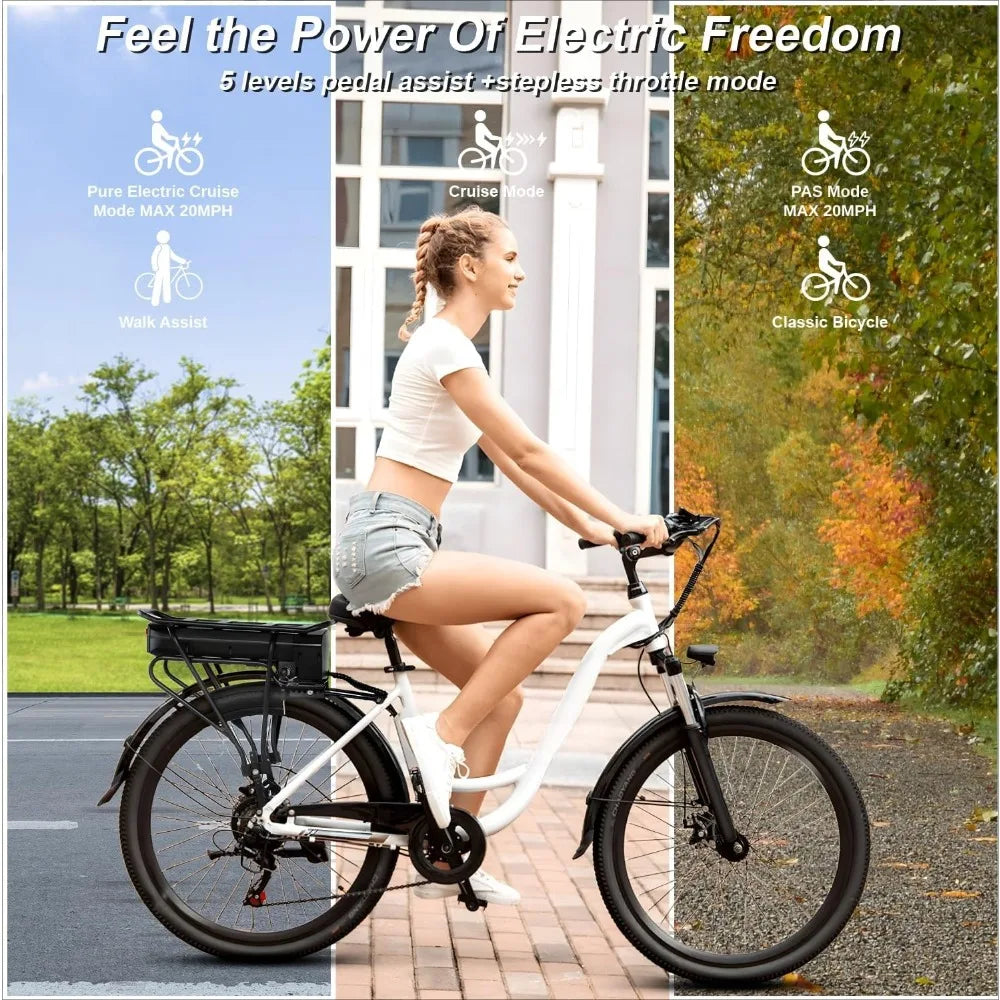Electric Bike for Adults, 48V 500Wh EBike, UP to 60 Miles, Removable Battery, Fast-Charge, 26" Commuter Electric Customized