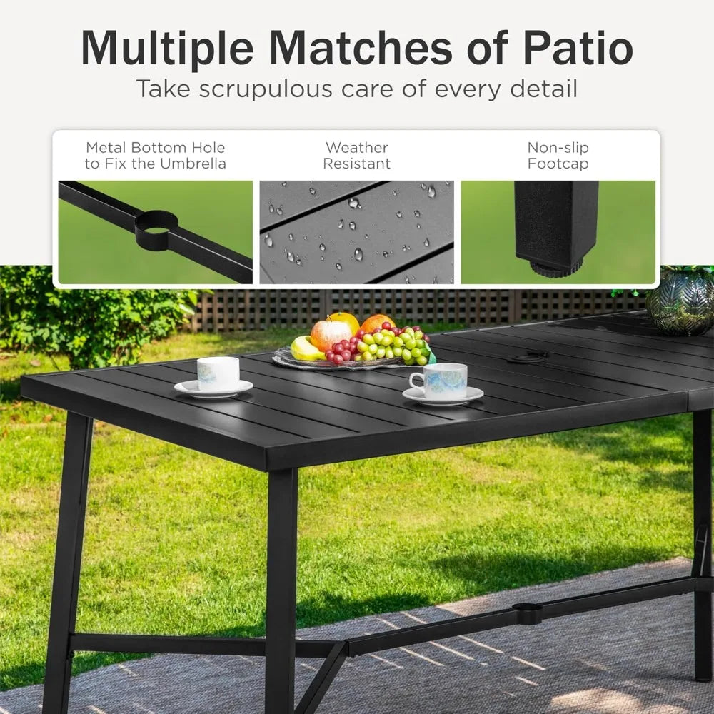 7 Piece High Top Patio Bar Set, Outdoor Bar Height Table and Chairs Dining Furniture Set with 6 Outdoor Swivel Bar Stools Grey