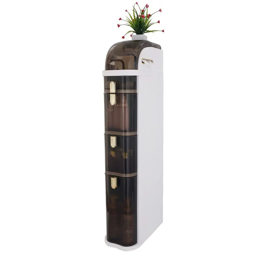Floor Cabinet, Narrow Bathroom Storage Cabinet, Mobile and No Installation Required, Perfect for Small Space Laundry Rooms, Toil