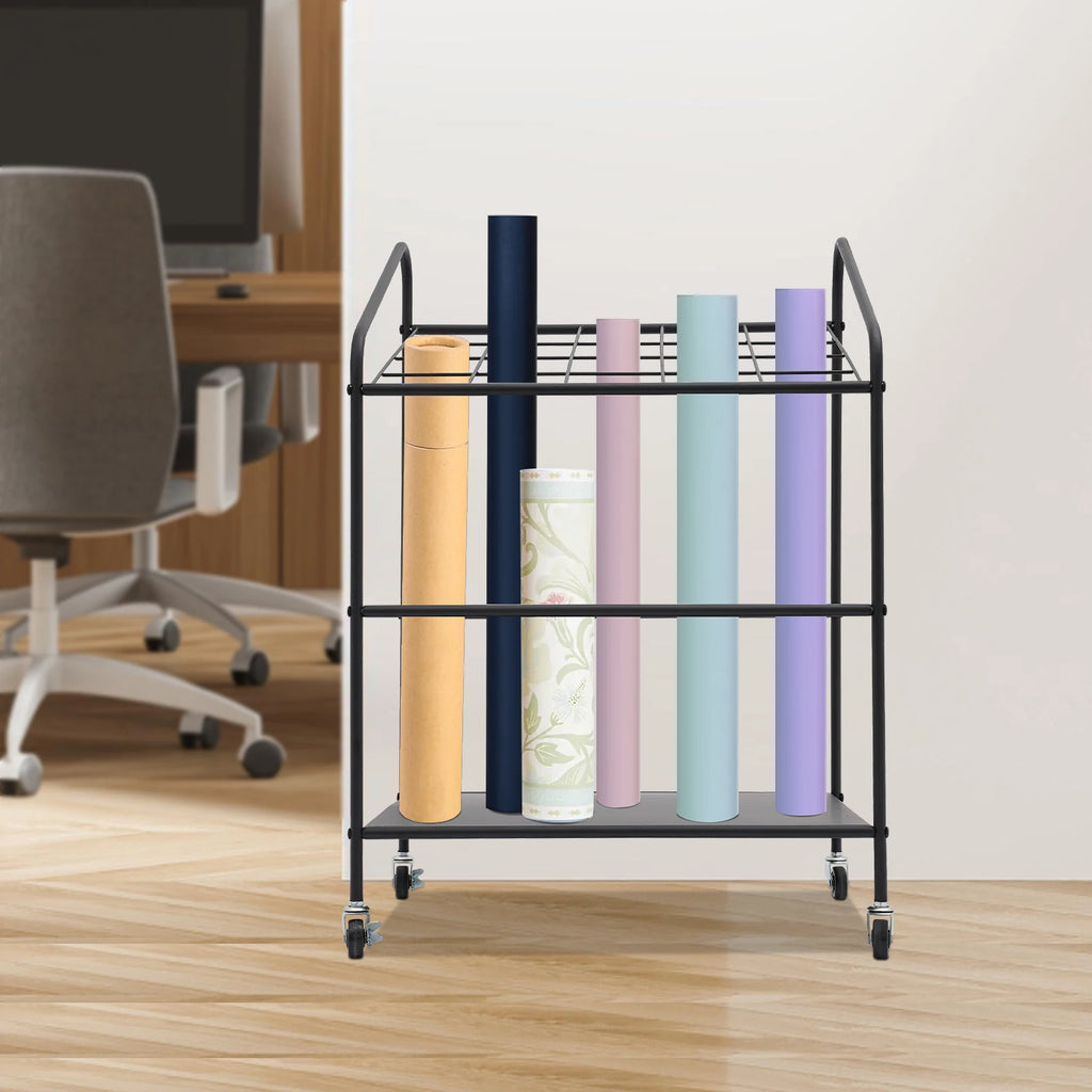 Three Layer 20 Slot Metal Drawing/Document Storage Rack for office school to store office supplies, folders, personal items