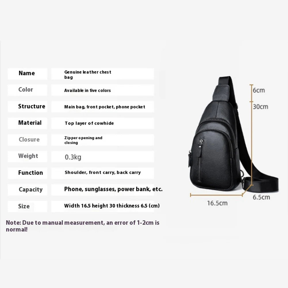 Leather Sling Bag for Men with Multi-compartments Crossbody Bag with Adjustable Shoulder Strap Cross Body Pack Sling Backpack