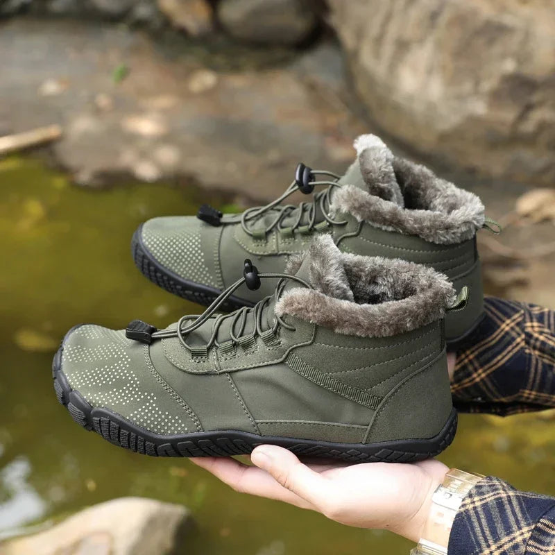 Mens Womens Snow Boots Barefoot Shoes Waterproof Wide Toe Box Shoes Minimalist Zero Drop Sole Cotton Boots Sneakers