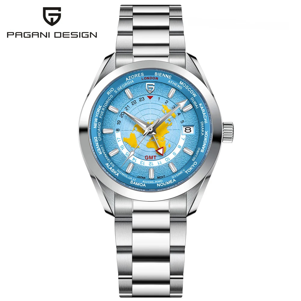 2024 New PAGANI DESIGN GMT Men's Watches NH34A Mechanical Watch For Men Automatic Wristwatch Luminous Dial Sapphire Reloj Hombre