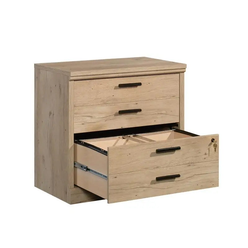 Lateral File Cabinet, Brown Finish, Modern Office Storage Solution, Durable Design, Spacious Drawers for Organizing Documents