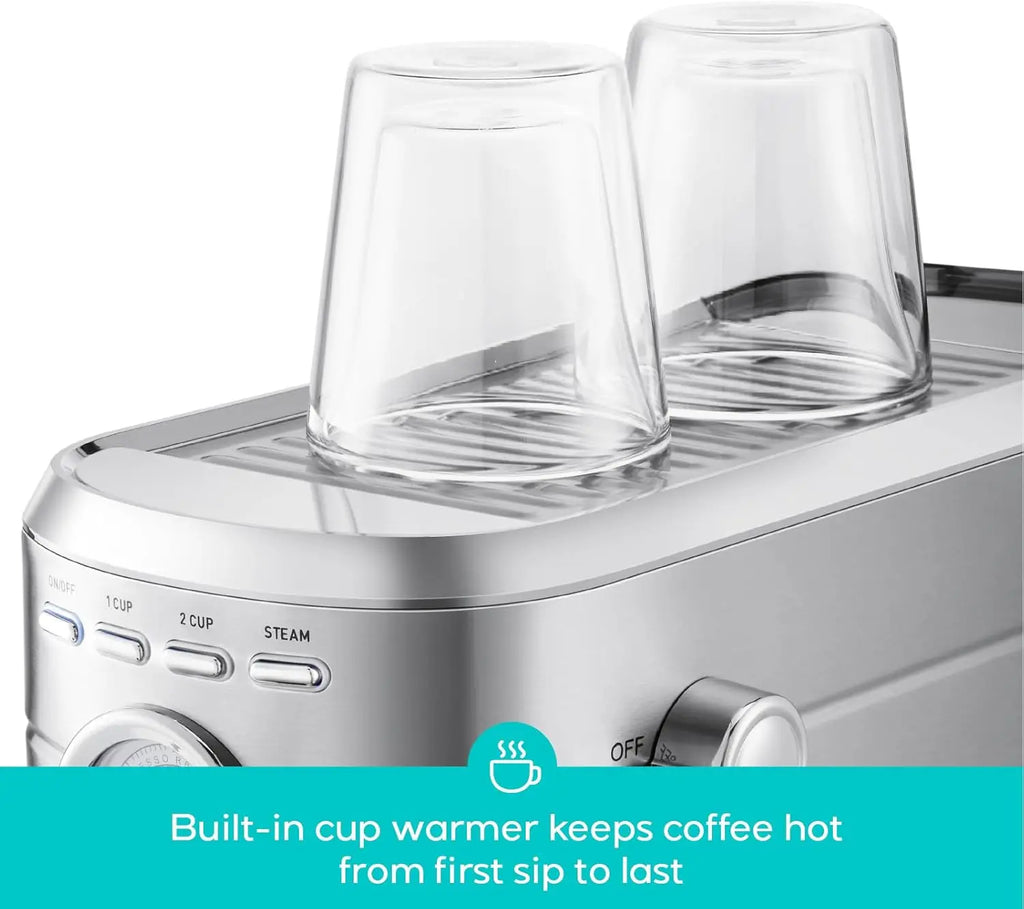 CM5418 20 Bar Espresso Machine, Compact Stainless Steel Coffee Maker with Steam Frother & 34oz Water Tank, Silver