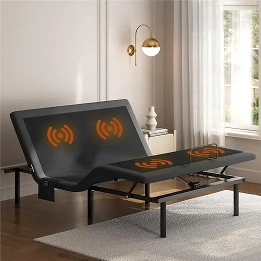 Queen Size Adjustable Bed with Wireless Remote, Massage, Nightlight, Height Adjustable Legs, and Incline Head and Foot Controls
