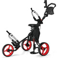 Lightweight Folding 3Wheel Golf Push Cart with Seat and Storage Bag for Easy Transport Featuring Foot Brake Adjustable Umbrella