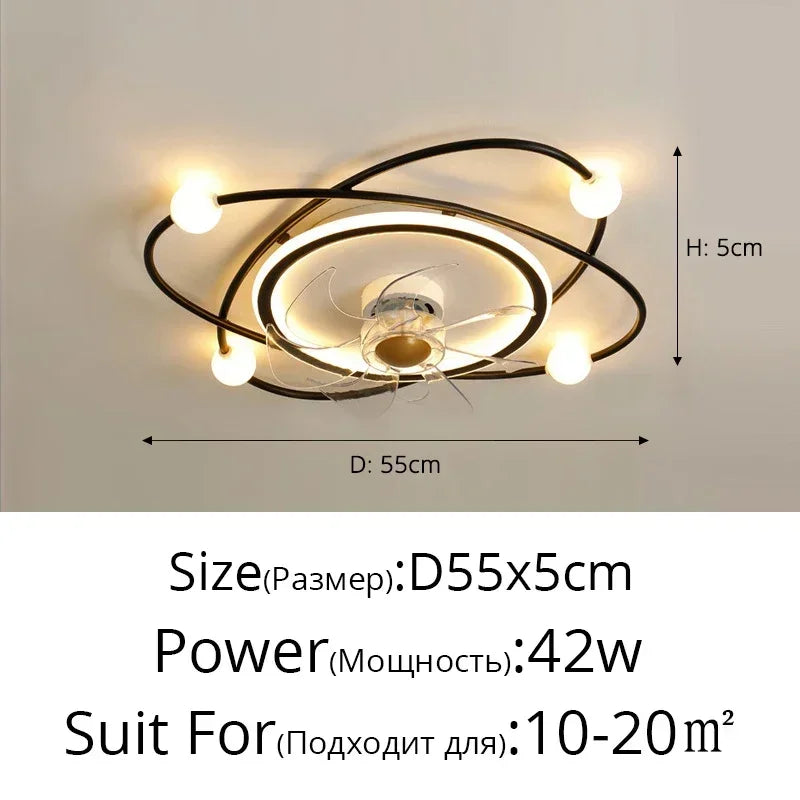 Modern Minimalist Invisible Integrated Ceiling Fan Light Living Room Bedroom Household Interior Decoration Light
