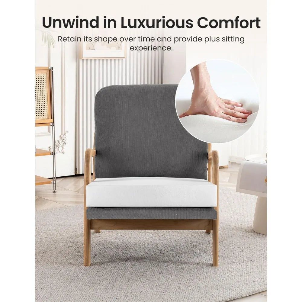 Mid Century Modern Accent Chairs for Living Room, 23” Wide Comfy Chair for Bedroom, Small Cozy Corduroy Reading Chairs for Adult