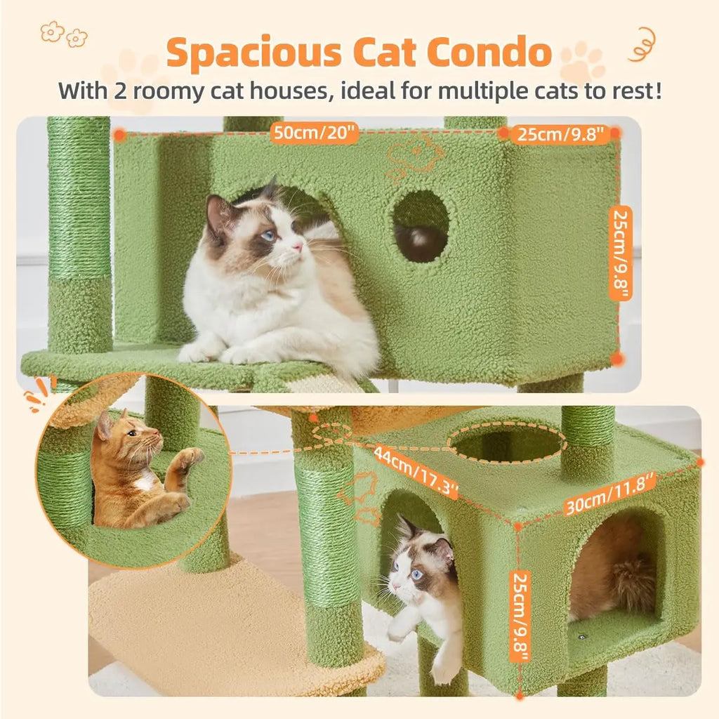 71-Inch Multi-Level Cat Tree with 8 Sisal Posts, Hammock & Condo for Large Indoor Cats