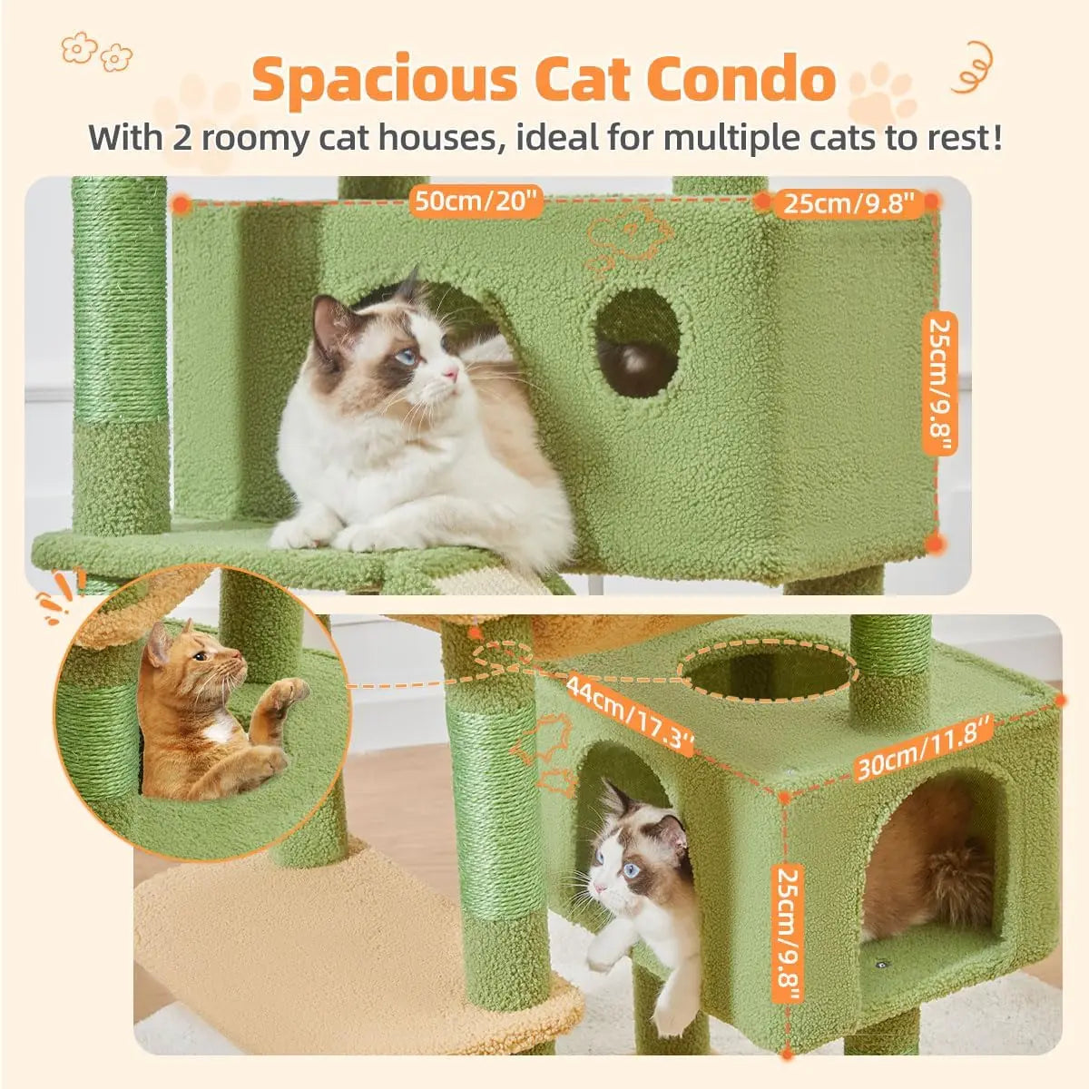 71-Inch Multi-Level Cat Tree with 8 Sisal Posts, Hammock & Condo for Large Indoor Cats